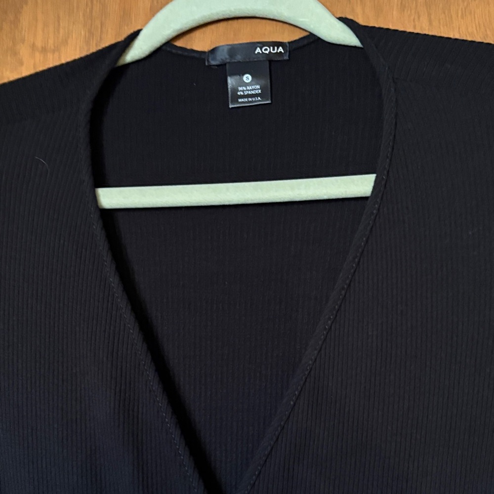 Aqua Wrap Dress Long Sleeve Black - Picture 3 of 6